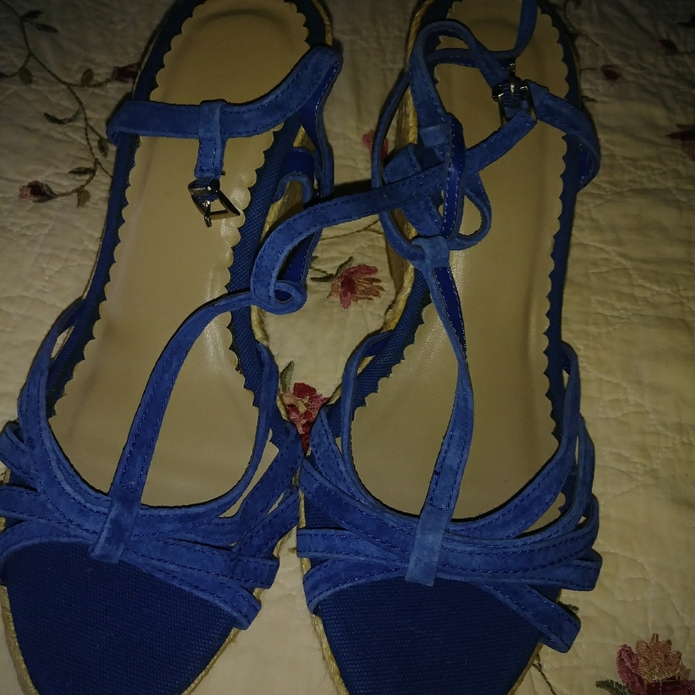 Blue strapped wedges